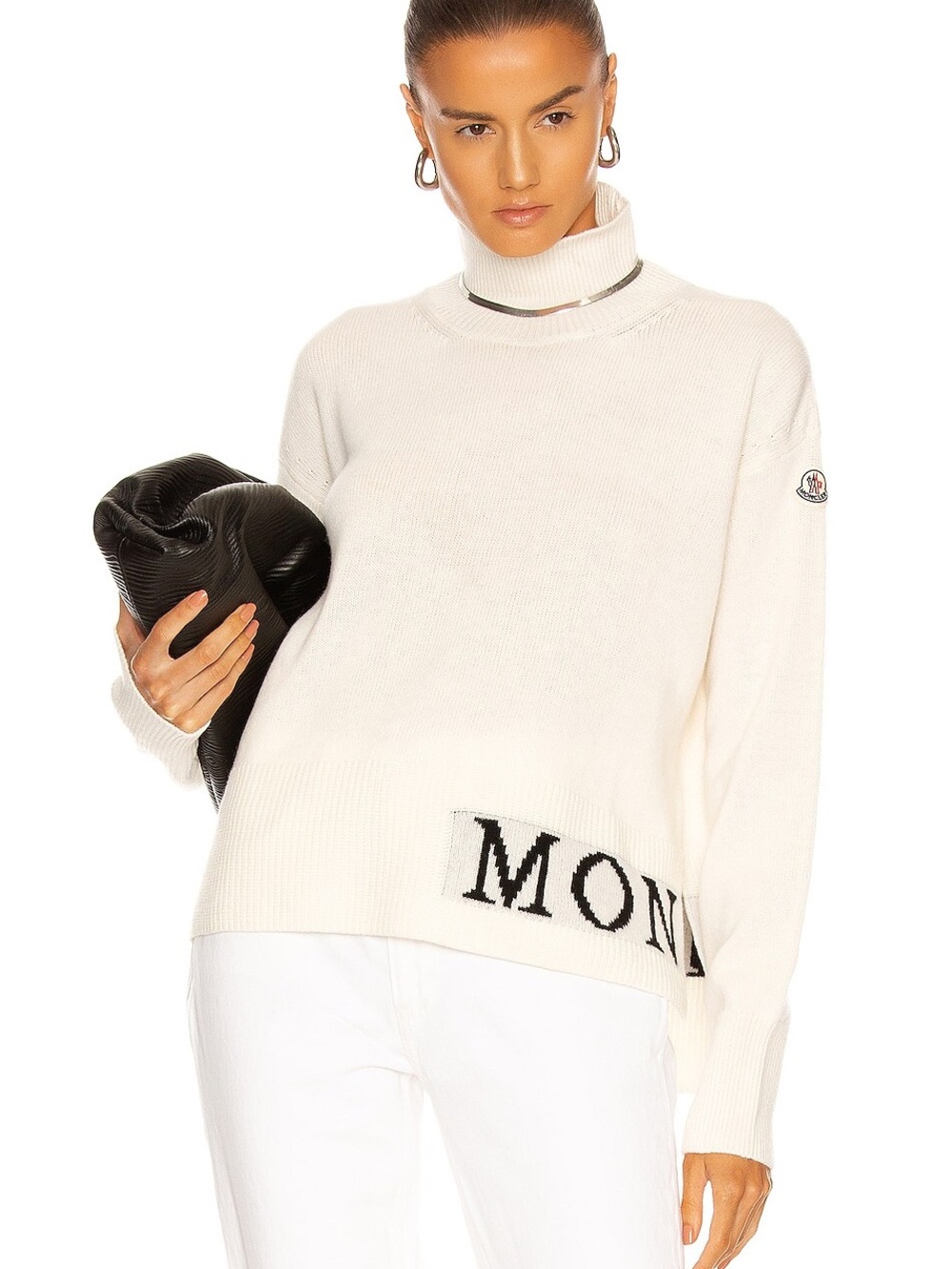 Moncler White Wool Cashmere Turtleneck Sweater XS
